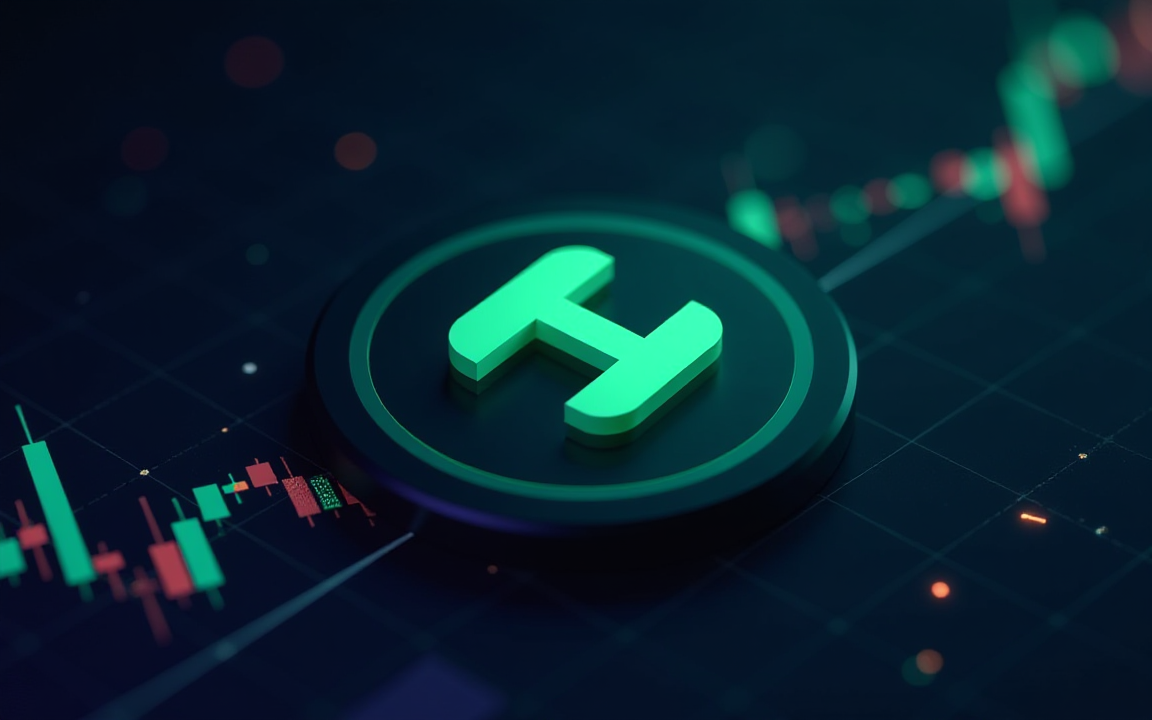 Hyperliquid HYPE-Token vor einem Krypto-Candlestick-Chart