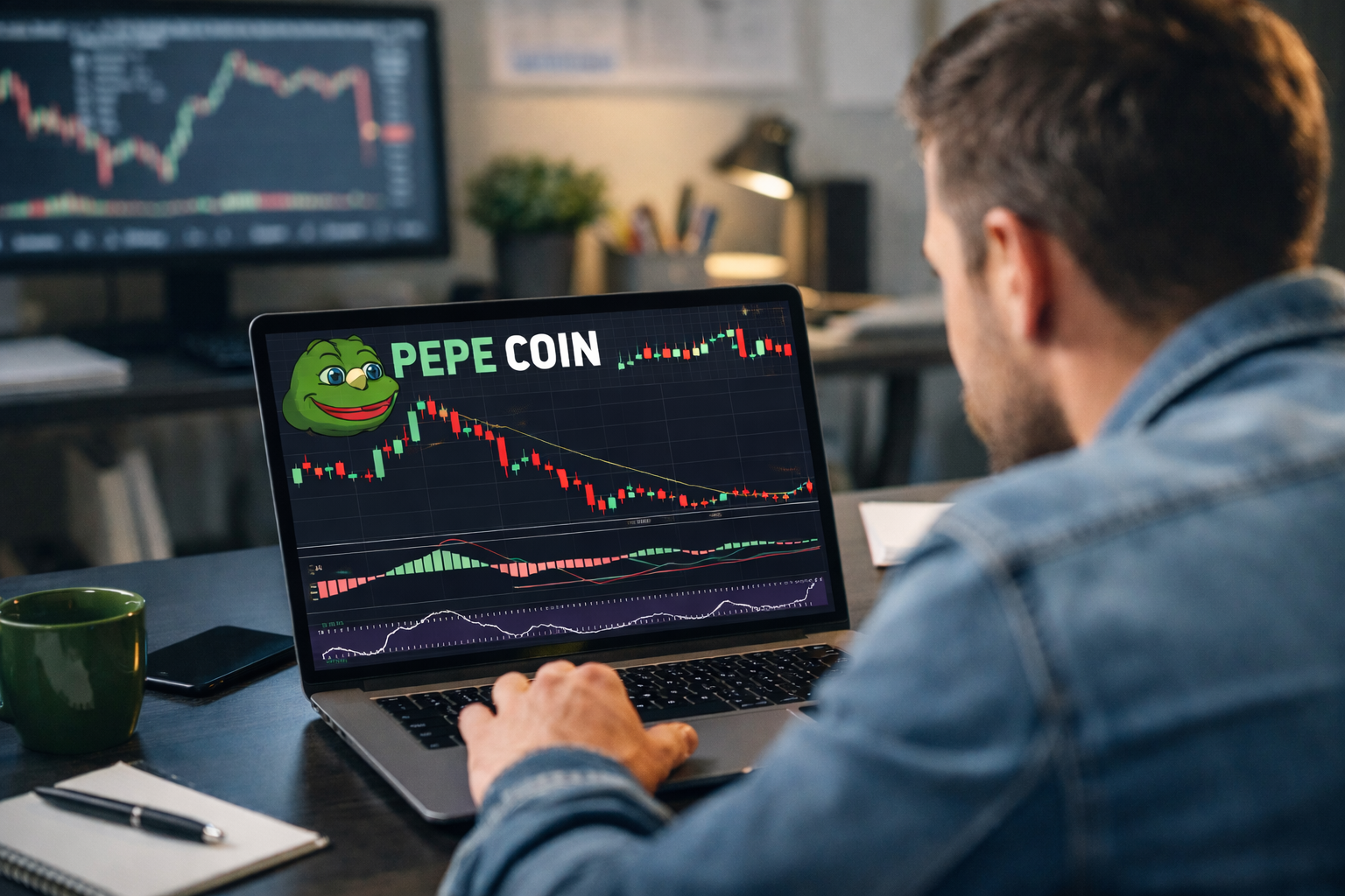 PEPE coin price jumps to $0.00000418, but still trading inside a clear downtrend