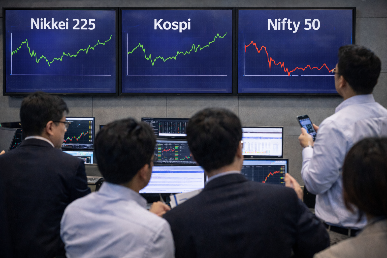 Asian stocks eased as investors awaited AI earnings, while lower oil prices and softer Fed hike bets shaped sentiment.