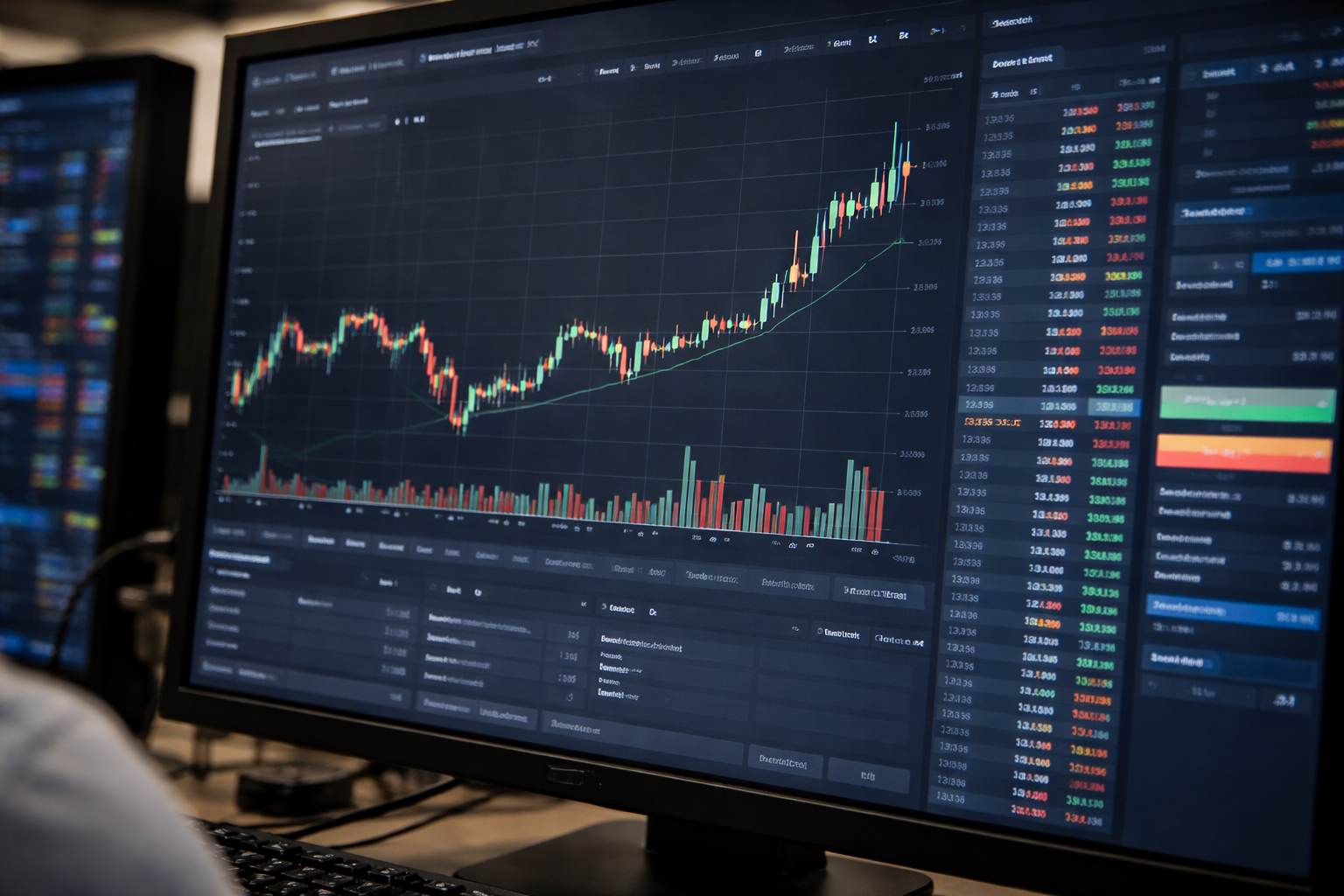 a trading screen on a computer