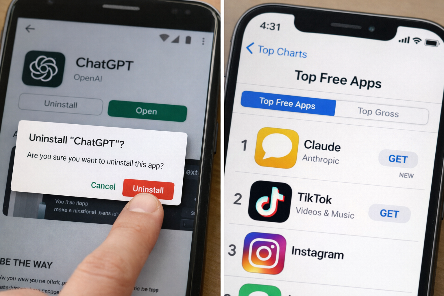 ChatGPT uninstalls surge as OpenAI defence deal fuels app backlash