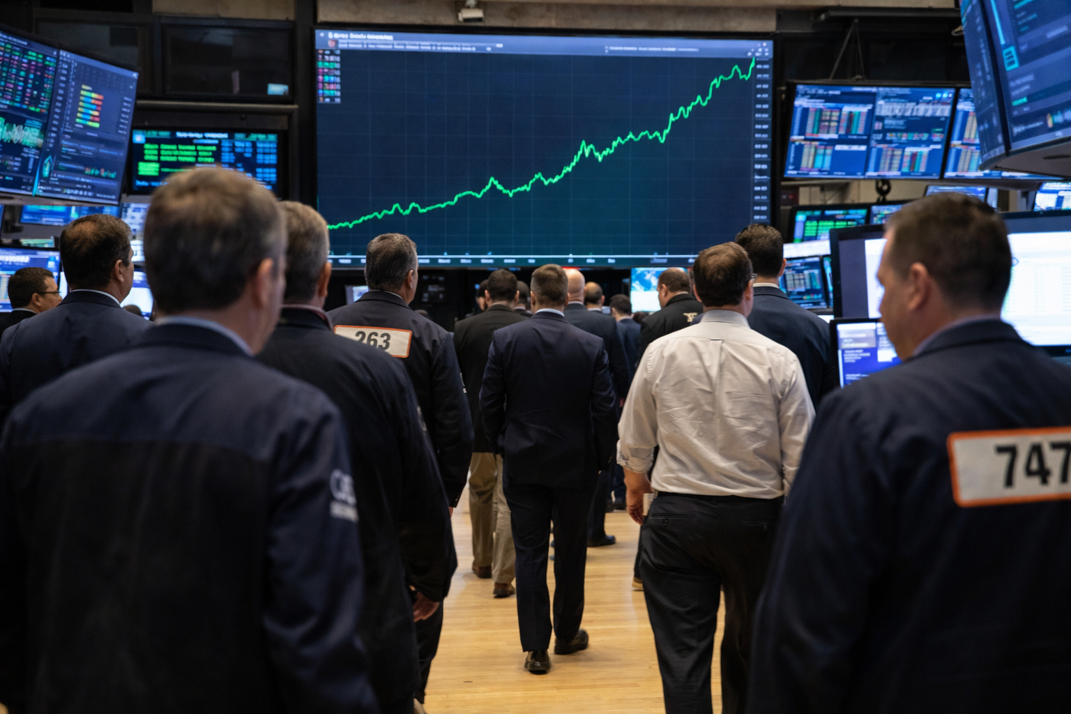 Traders checking US markets rising