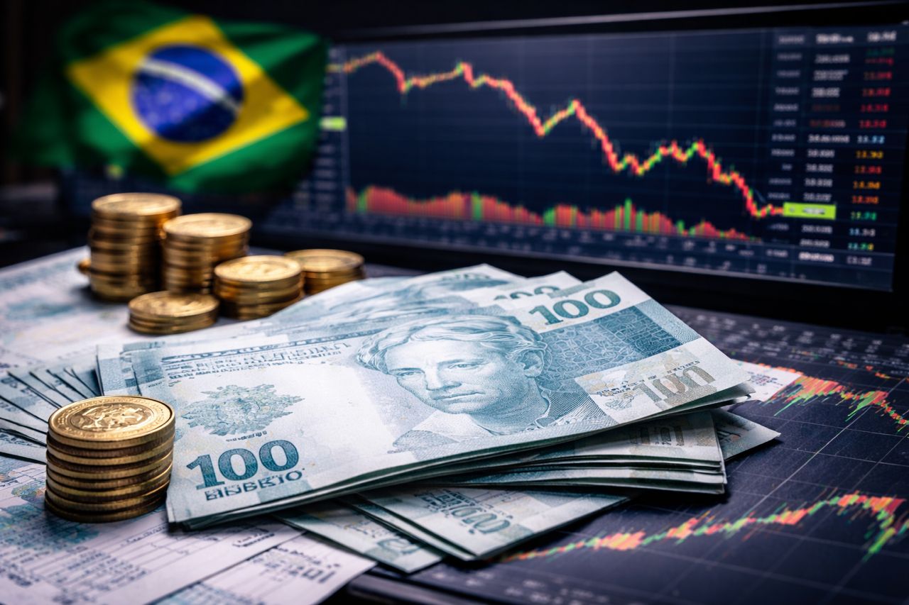 Brazilian real weakens to 5.3 amid global risk and strong dollar.