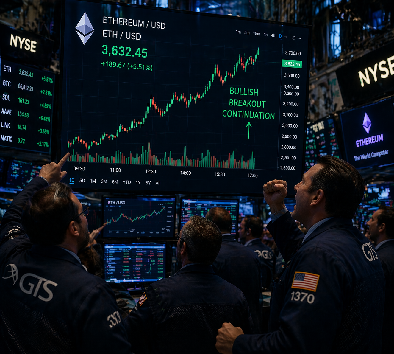 Traders jubilating Ether's bounceback.