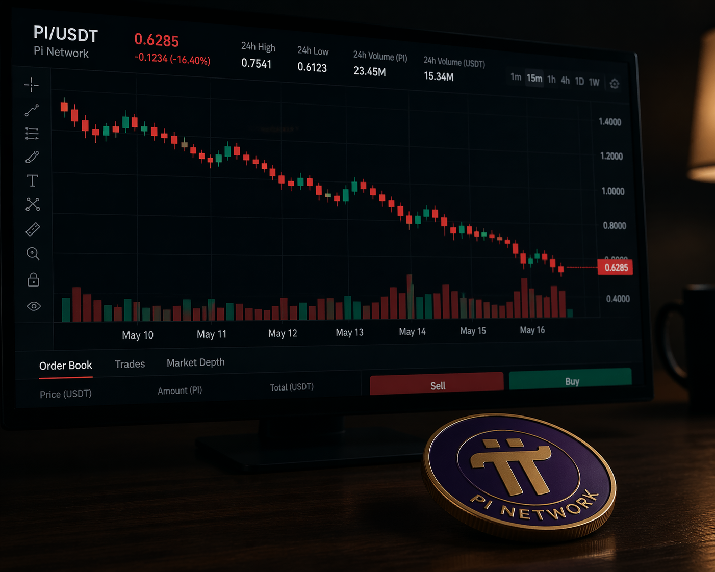 A bearish PI token chart