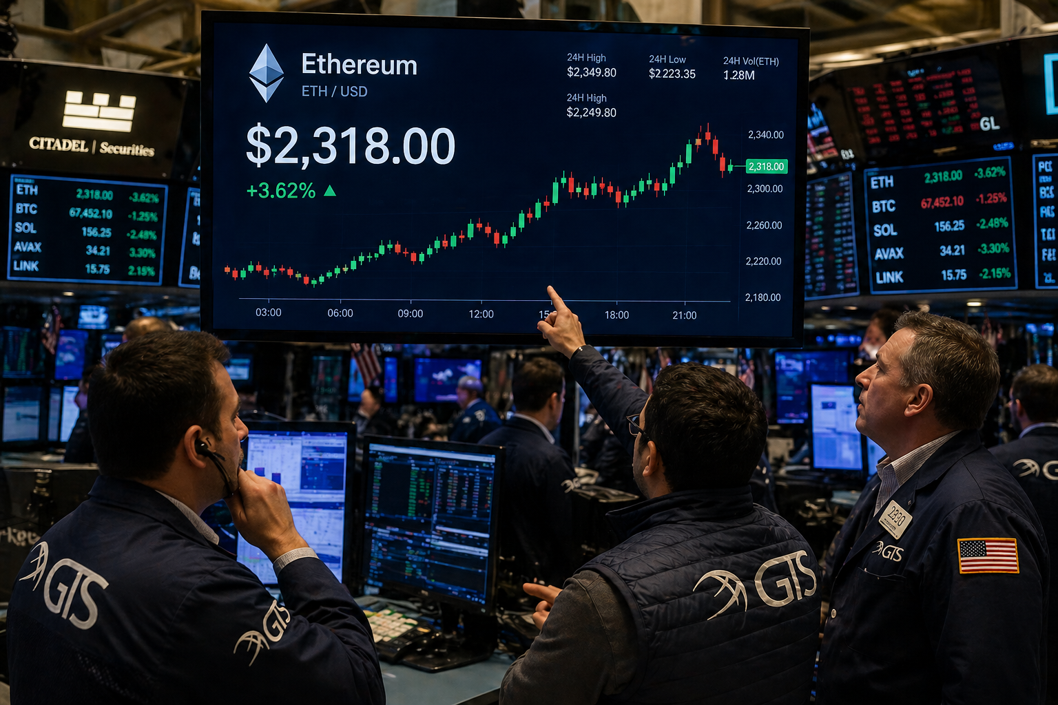 Ether dips to the $2,318 level