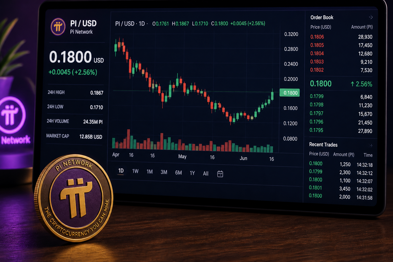 The PI token trading around $0.1800