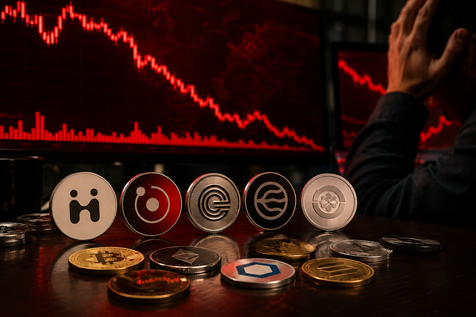 Humanity, Render, Ondo, Worldcoin prices dive as crypto liquidations jump