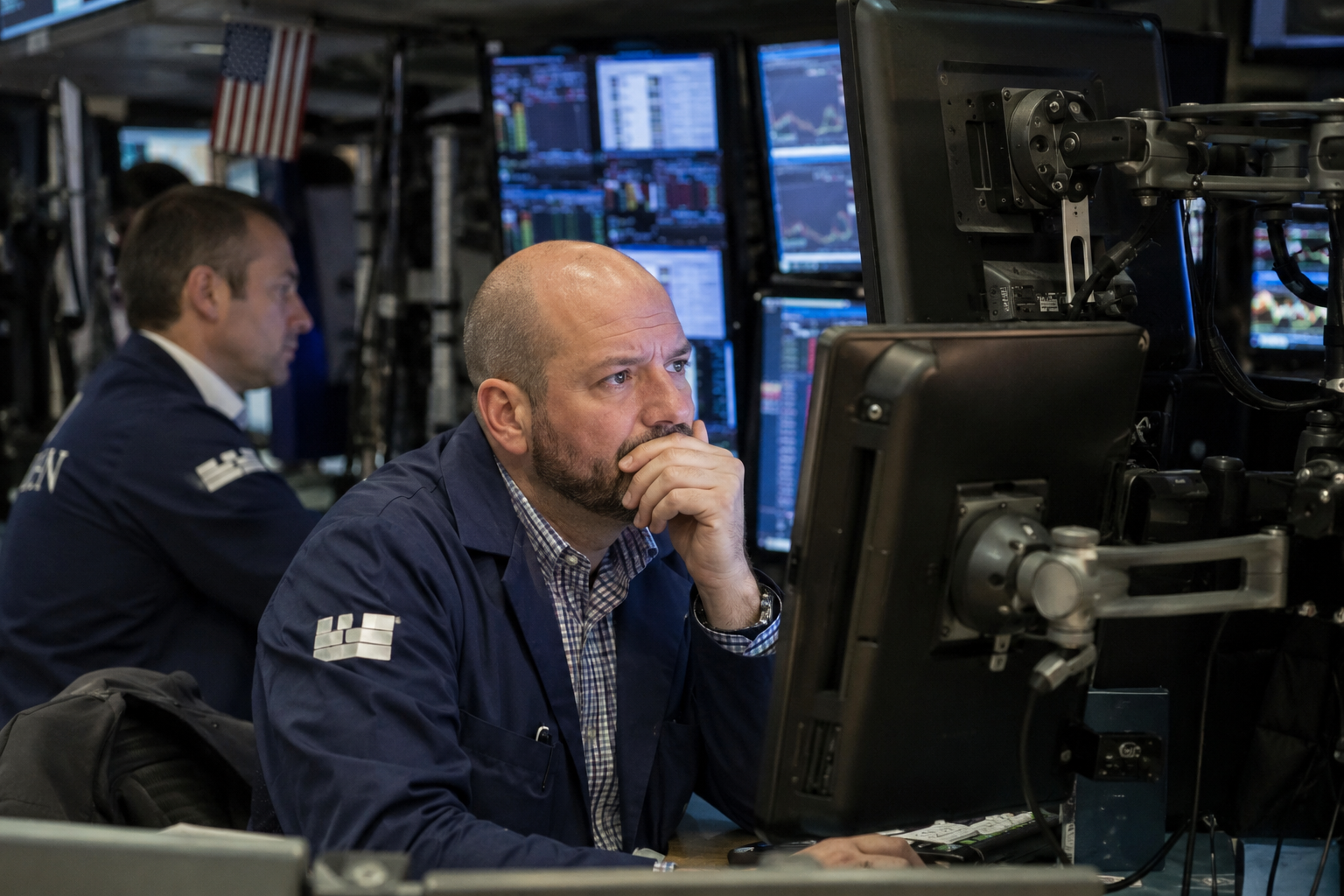 Investor looking at stock prizes