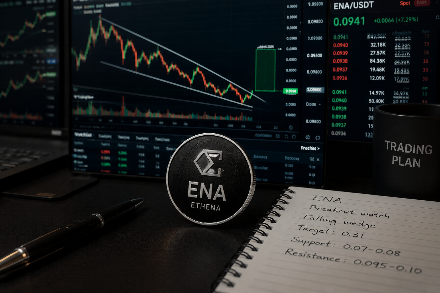 ENA eyes falling wedge breakout after 26% weekly rally.