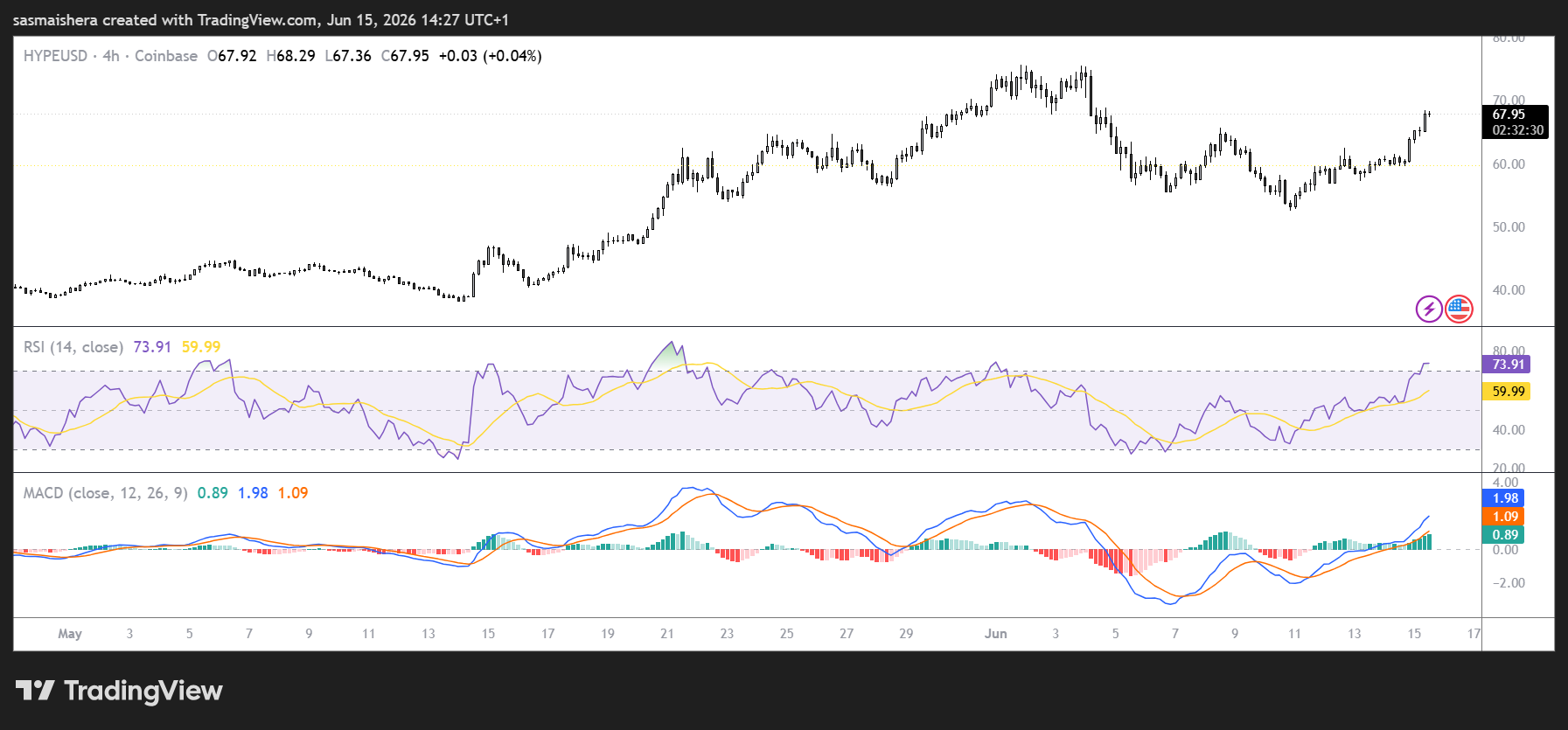 HYPE/USD 4H Chart