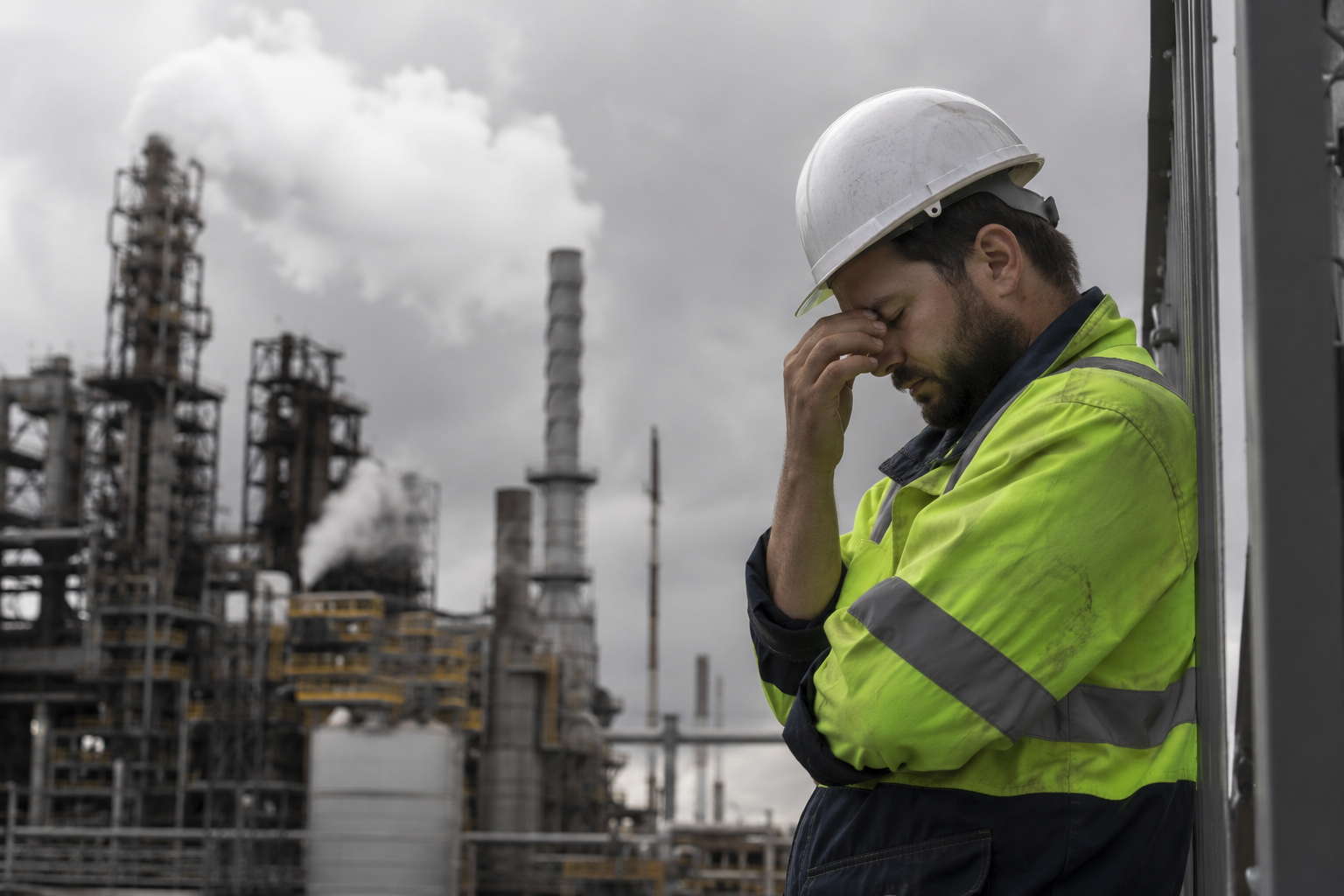 An euro worker is stressed due to jobs risk