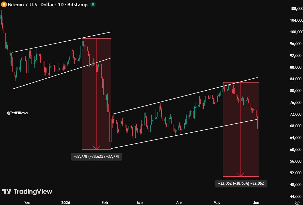 BTC/USD 1-Tages-Preisdiagramm.