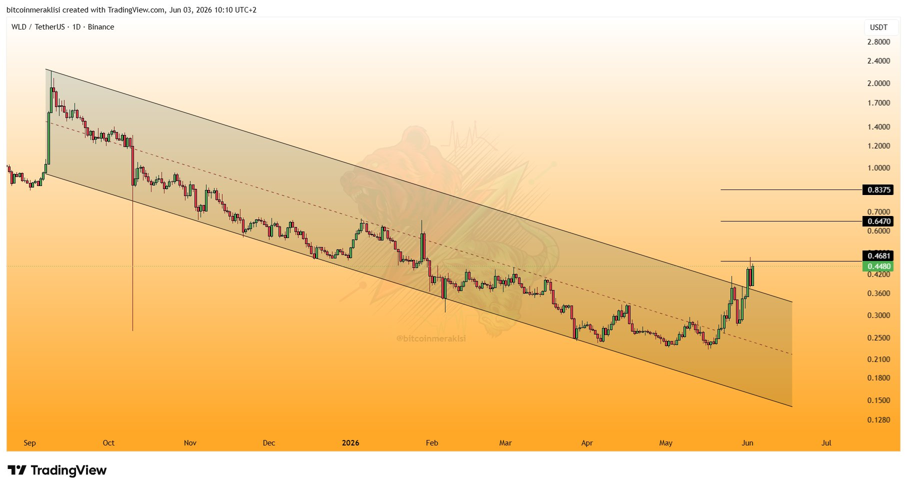 WLD/USDT 1-Tages-Chart.