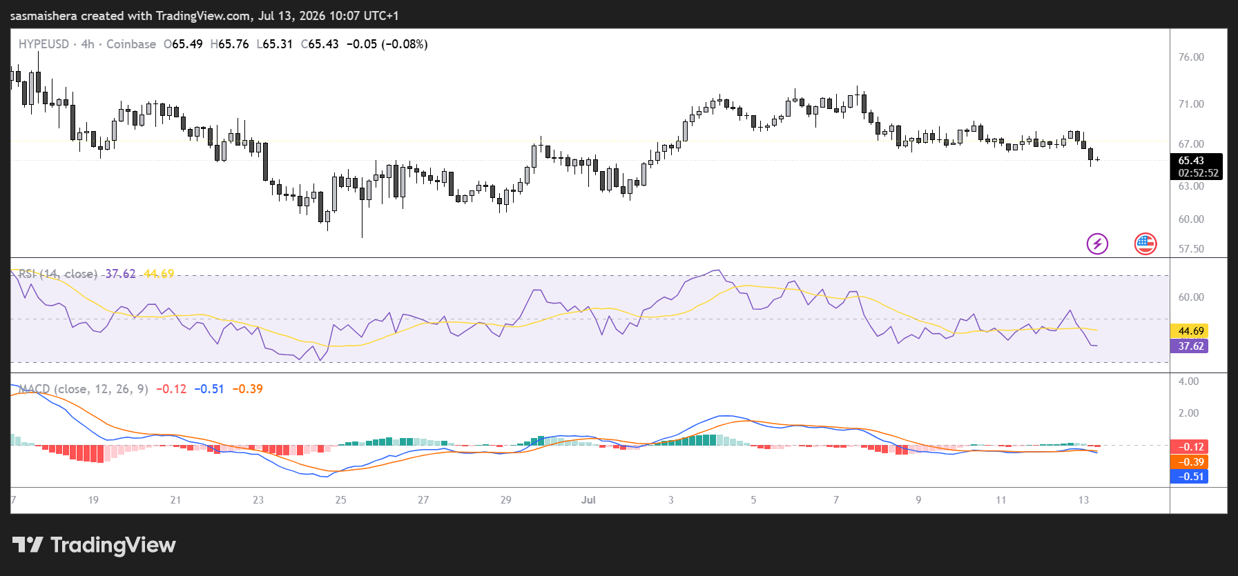 HYPE/USD 4H Chart