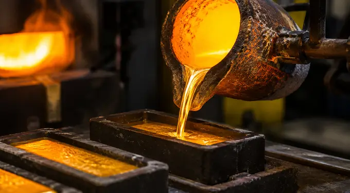Gold being melted