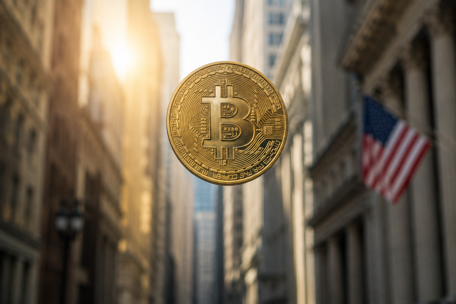 Bitcoin floatiing in the air