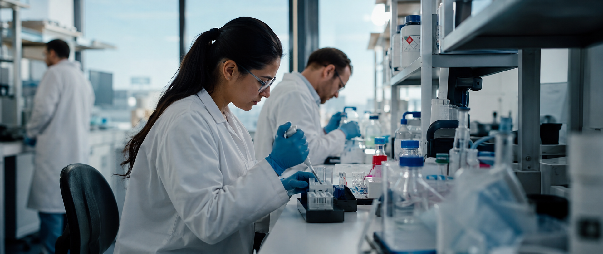 Wissenschaftler, die in einem Labor forschen