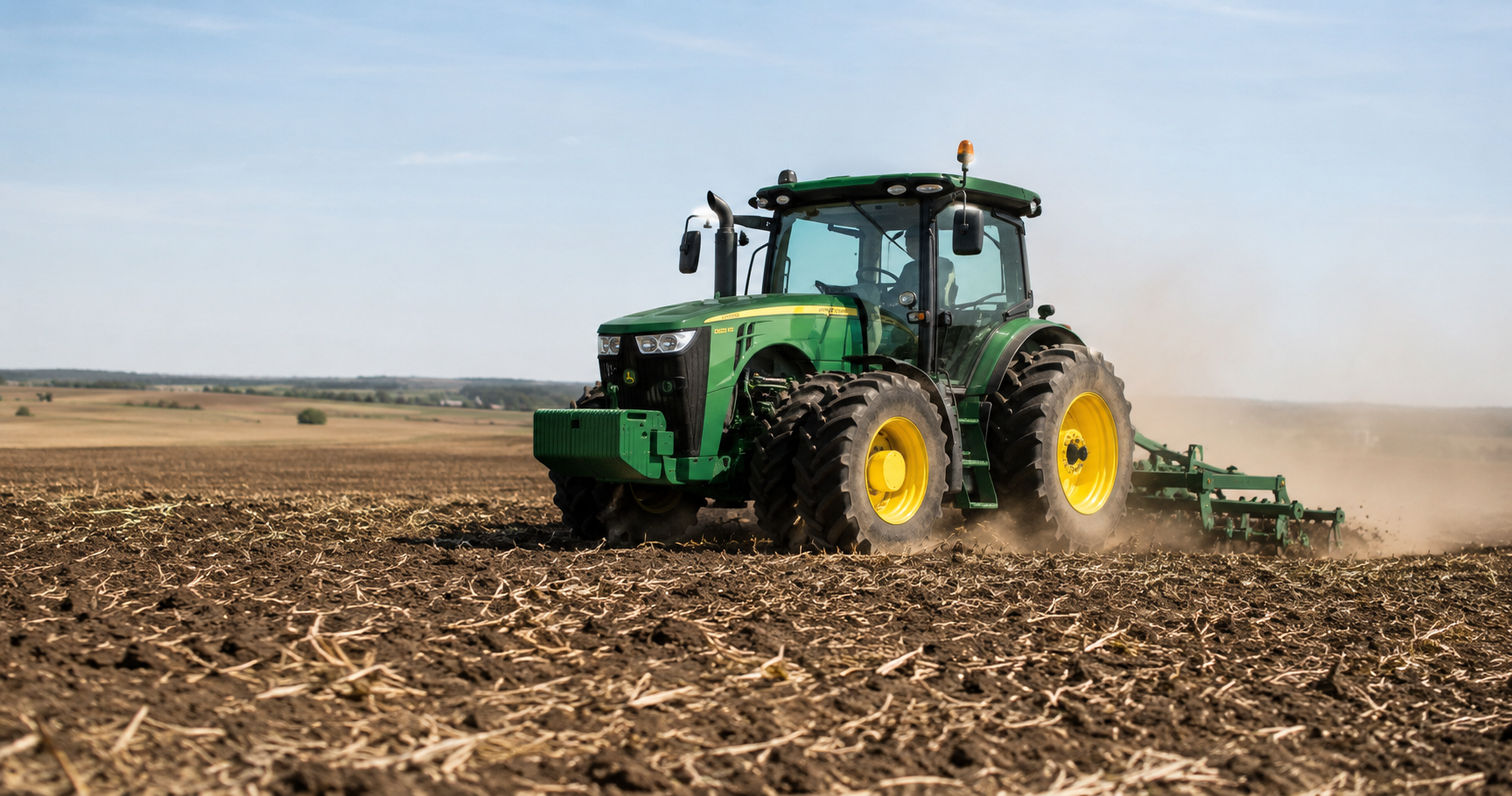 Ein Traktor auf einem Feld