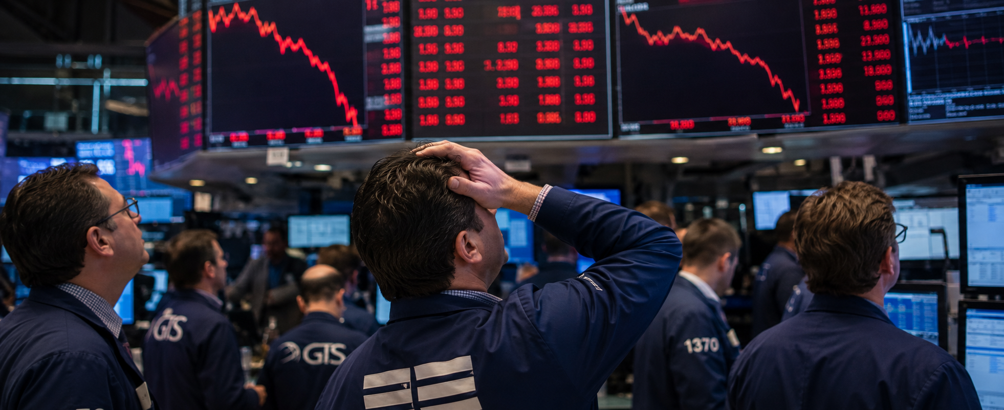 Investoren betrachten sinkende Aktienmarkt-Charts