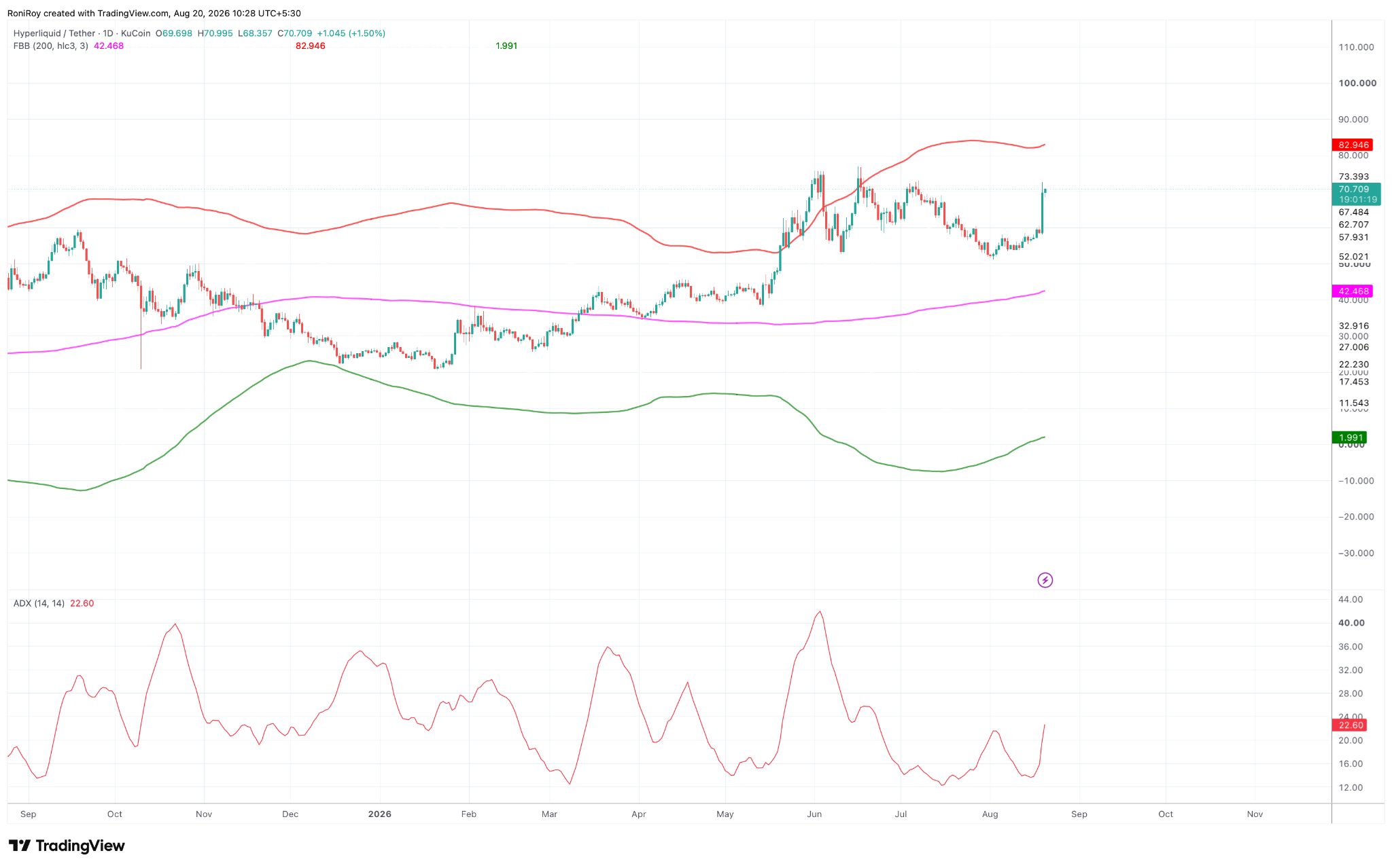 HYPE/USDT 1-day price chart. Source: TradingView.
