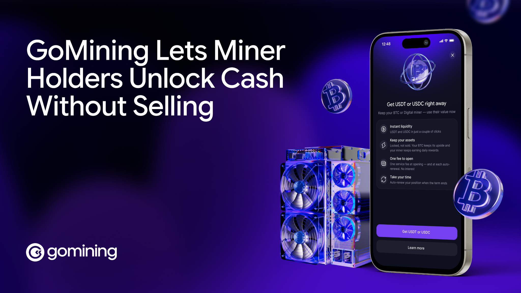 GoMining launches Instant Funds for digital Bitcoin miner holders