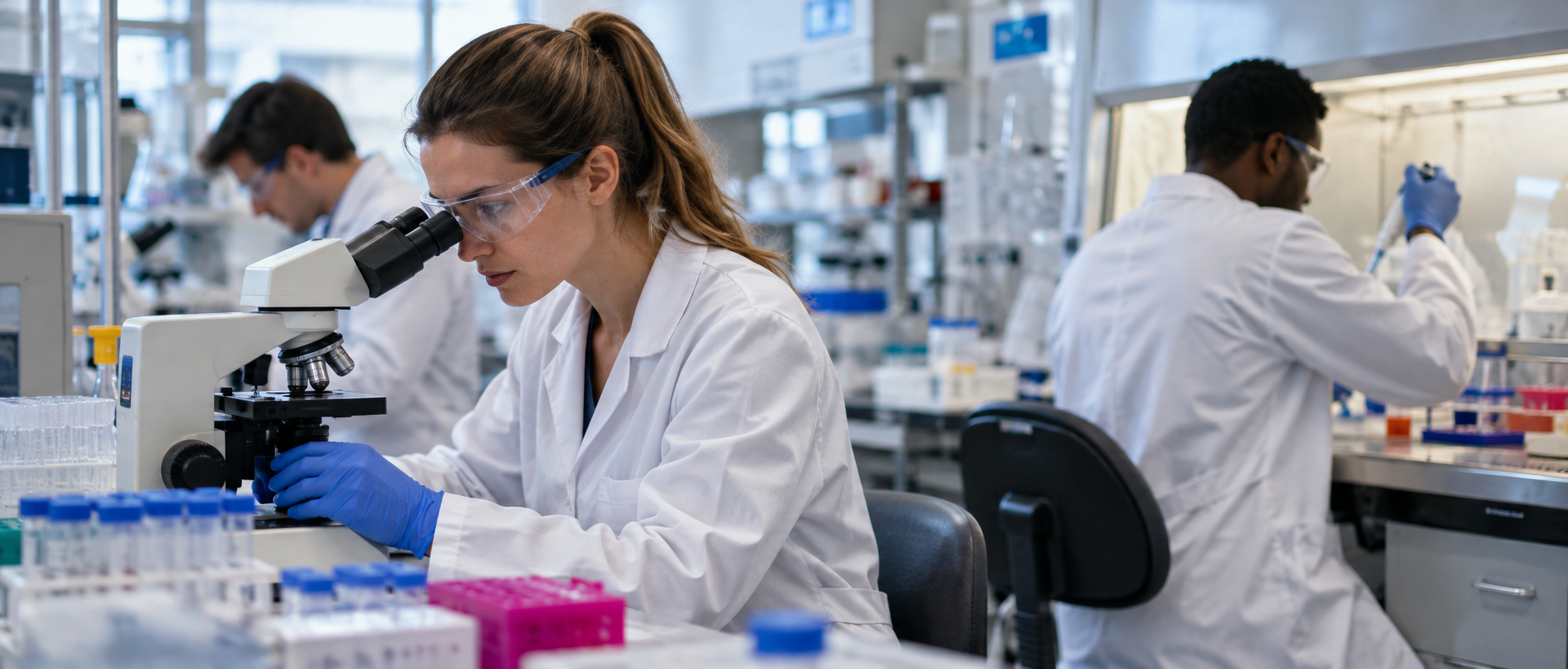 Forscher führen Laborarbeiten an einem Medikament durch