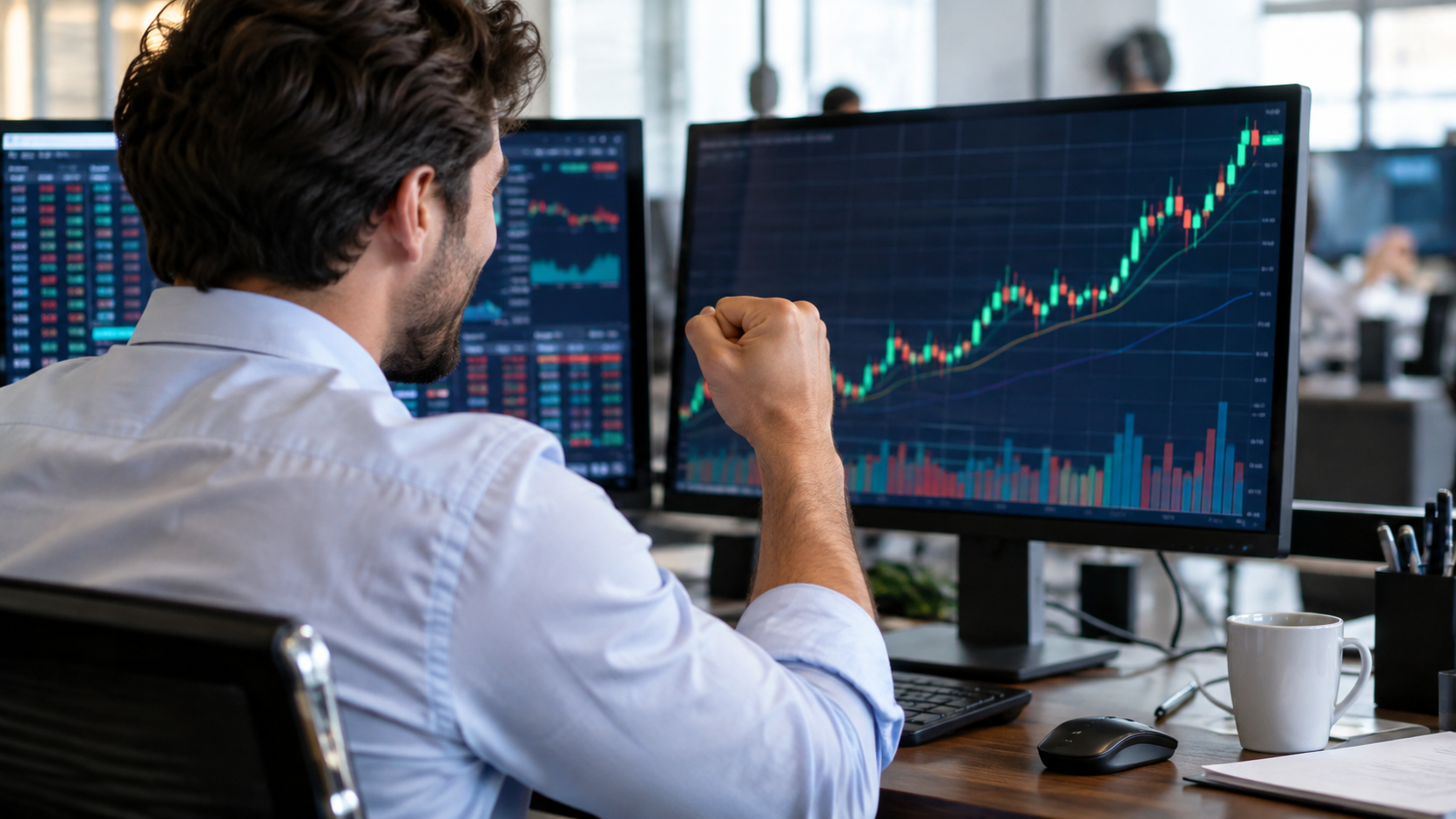 Ein Analyst, der Aktienmarkt-Charts überprüft