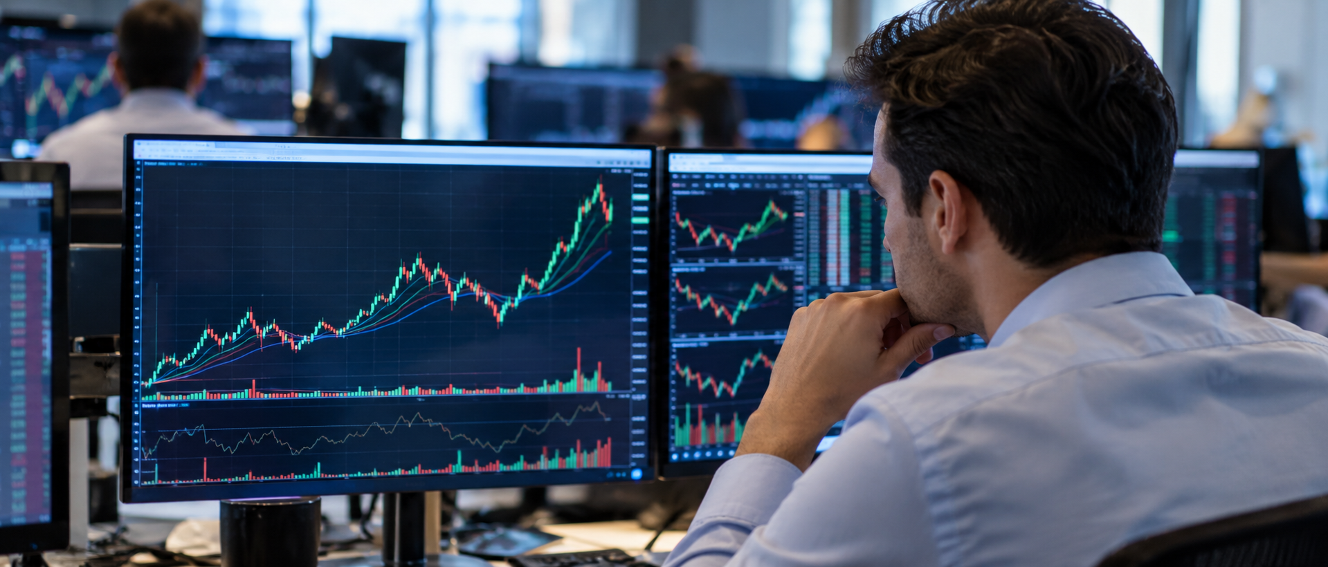 Ein Trader, der Marktcharts analysiert