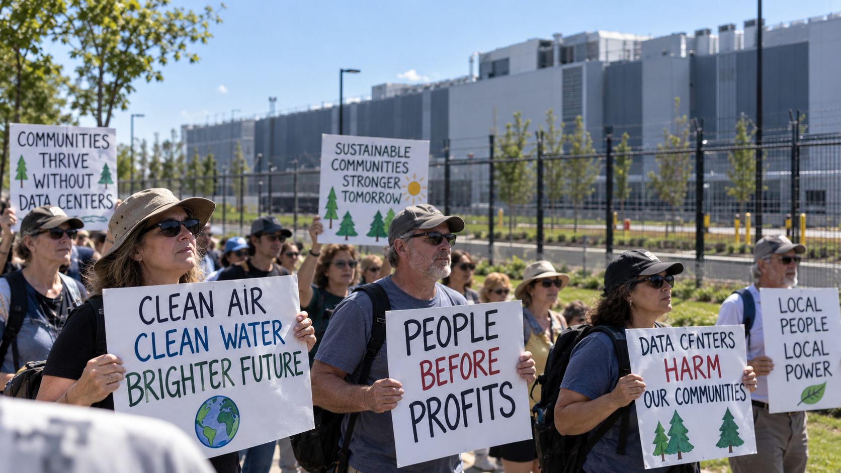 Communities protesting against data centers
