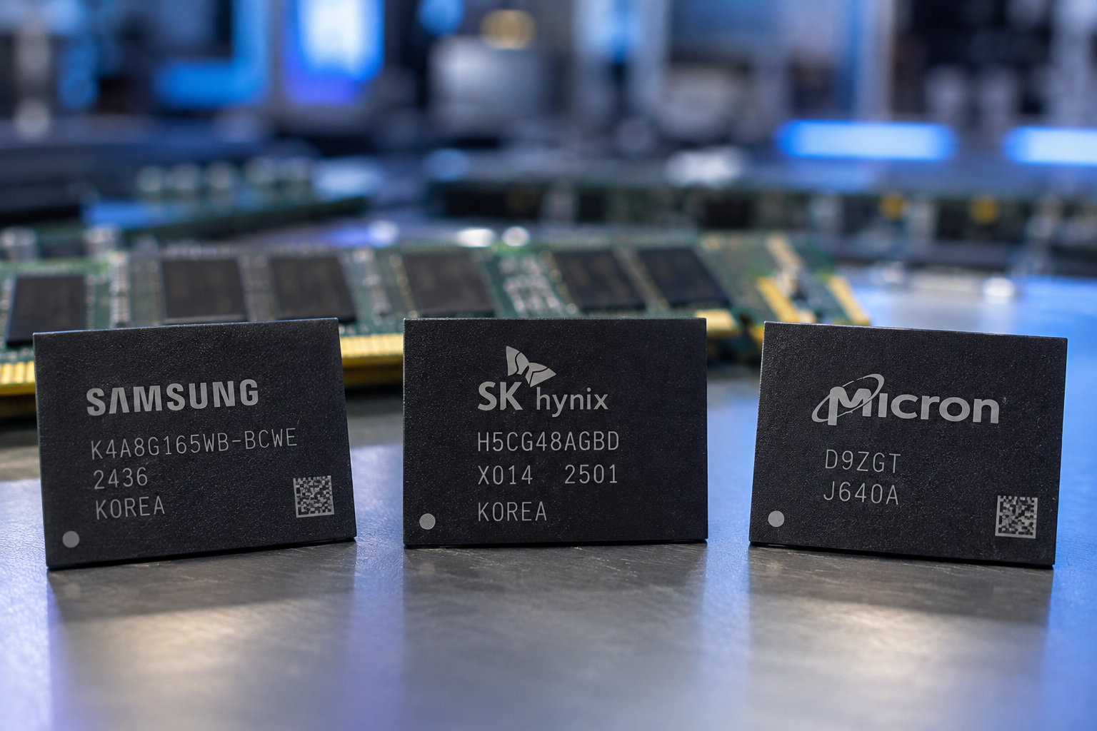Samsung, SK Hynix and Micron DRAM chips