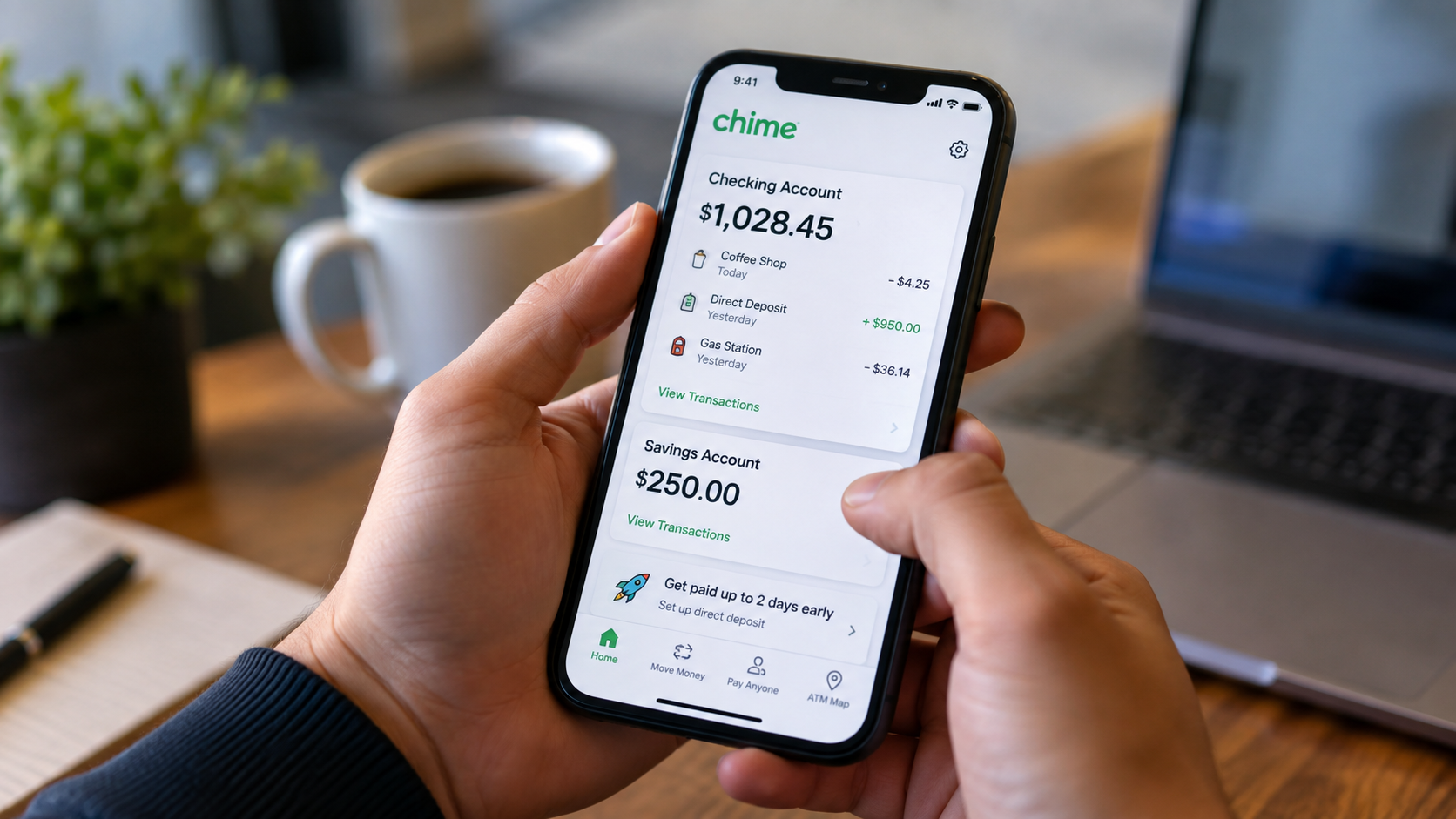 Eine Person, die die Chime-App nutzt