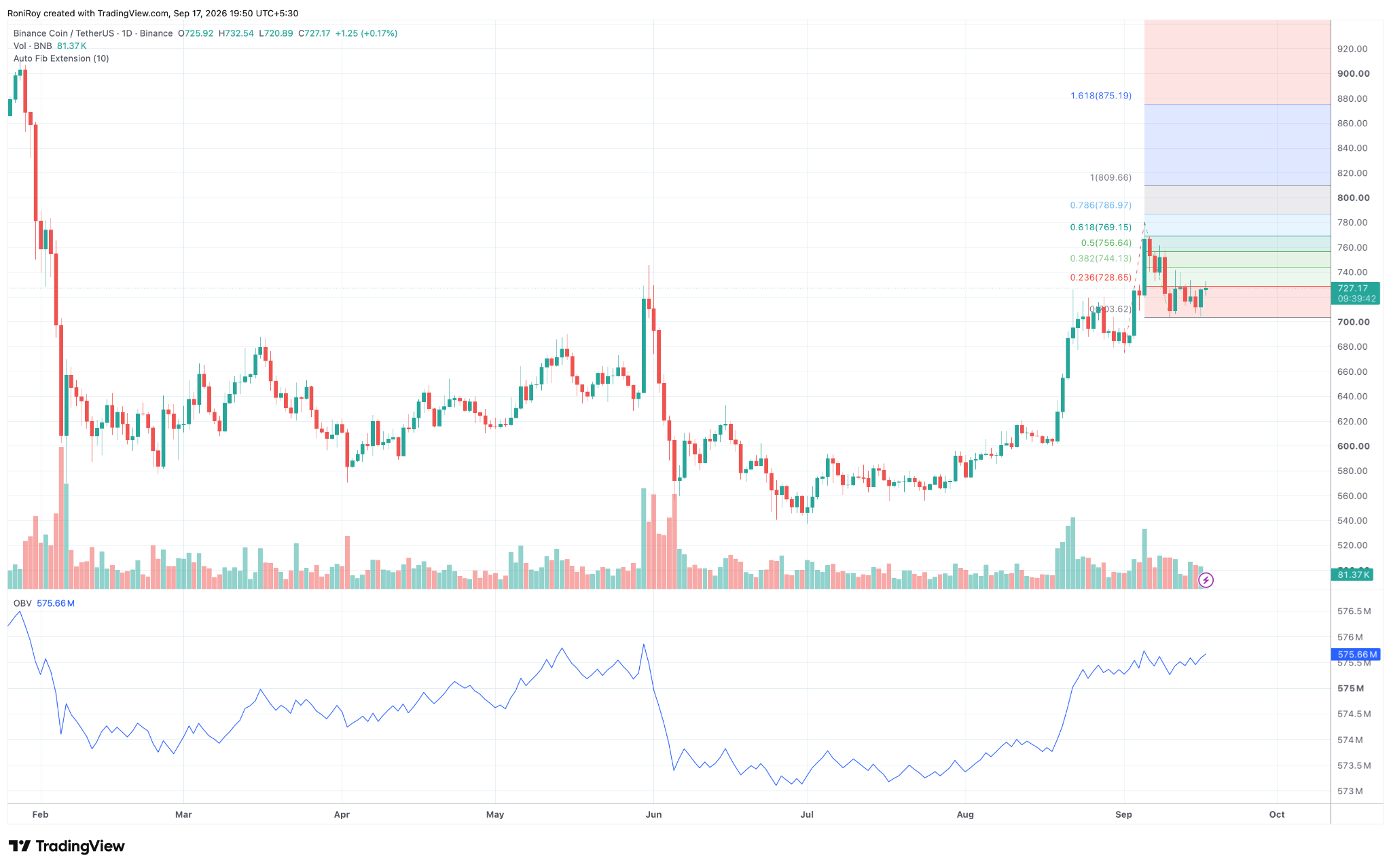 BNB/USDT Tages-Chart. Quelle: TradingView.