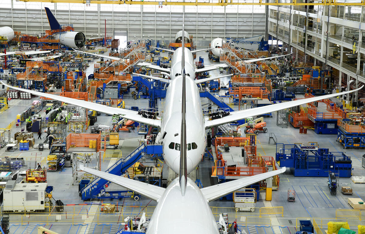 Boeing planes in factory