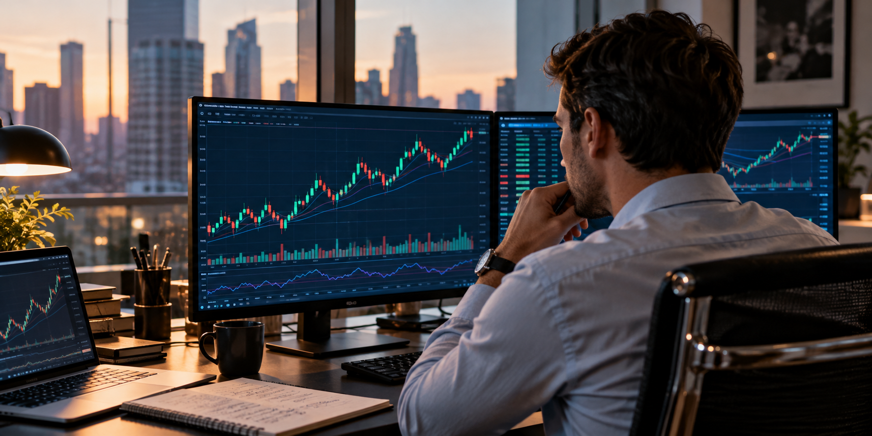trader analysing stock market charts