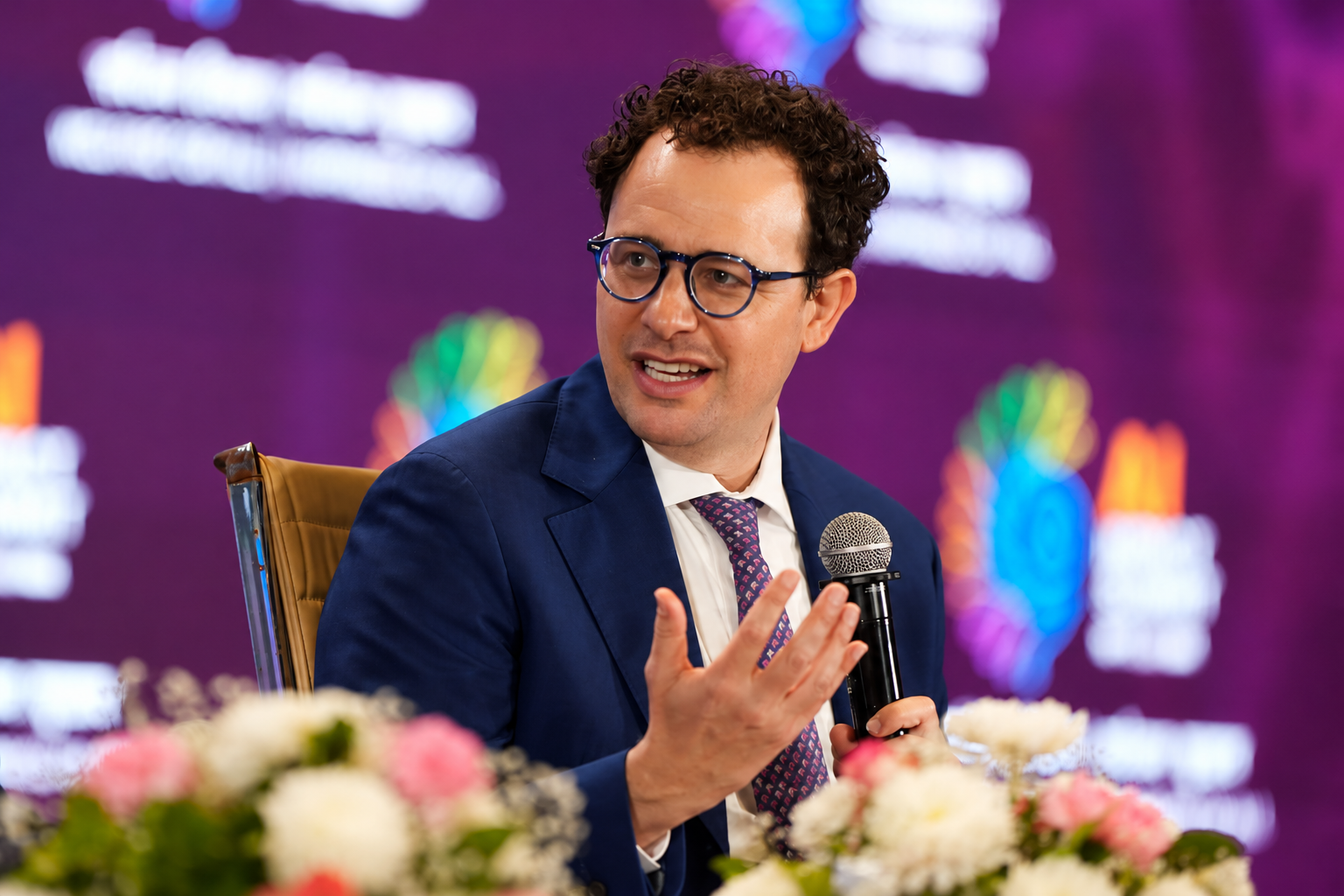 Anthropic CEO Dario Amodei speaking at a conference